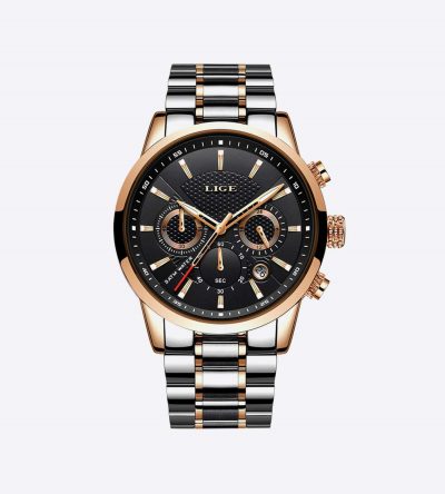 LIGE 9866 Luxury Stainless Steel Men Watch