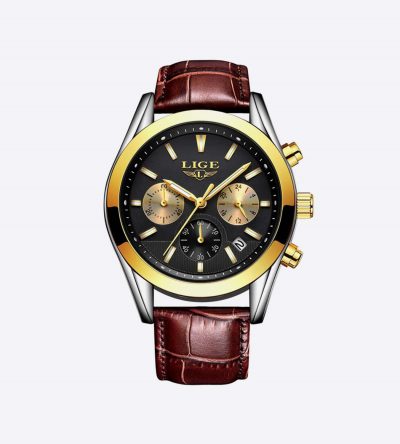 Top Brand Luxury Men Watch LIGE 9872 Gold Black