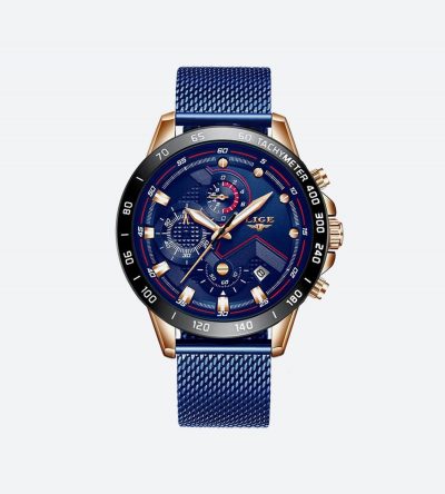 Men Watch Quartz Clock Blue Chronograph LIGE9929
